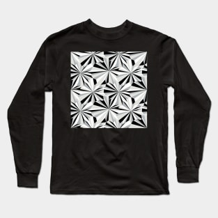 Retro Abstract Black and White Geometry Long Sleeve T-Shirt